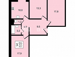 3-комнатная квартира, 78.5 м2